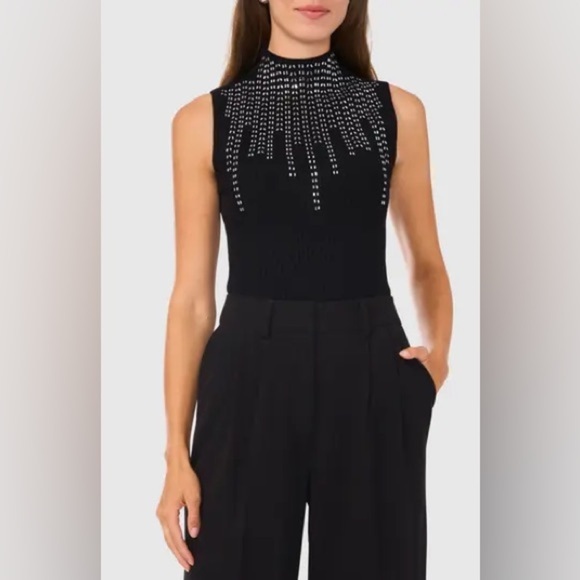 Halogen Tops - Halogen Rhinestone Embellished Sleeveless Funnel Neck Sweater - size xxl - NWT